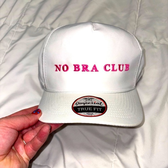 No Bra Club Snapback Hat Embroidered Pink White Imperial New - Picture 1 of 4